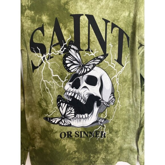 POPULAR POISON MEN'S SAINT OR SINNER TIE DYED LONG SLEEVE TEE SHIRT SZ S - Picture 3 of 4